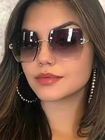 Ombre Tinted Lens Glasses, Trendy Casual Rimless Glasses for Everyday Use, Fashion Accessories for Outdoor Activities