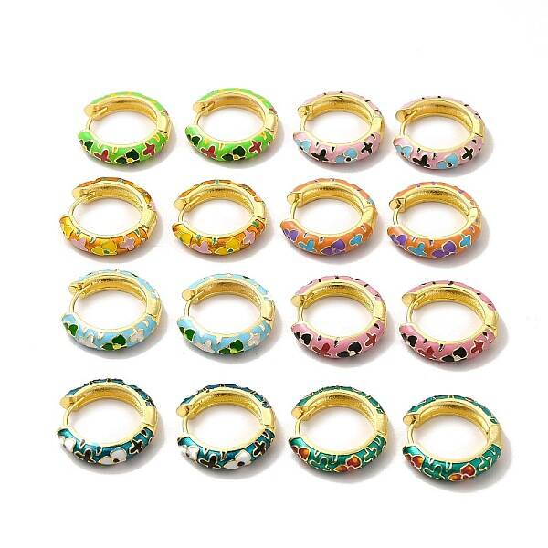 Flower Enamel Hoop Earrings