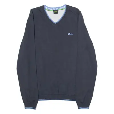 BOSS Vitom Mens Jumper Black V-Neck Tight Knit M