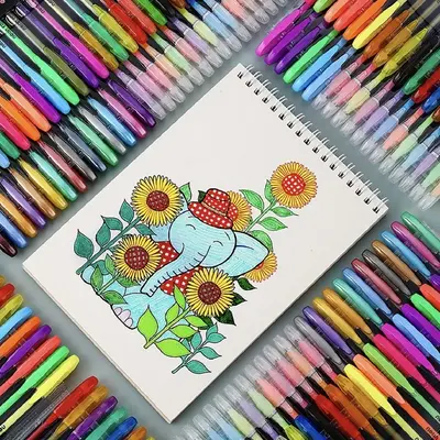 Color Gel Pen Set, 60pcs/box Colored Refill Glitter Gel Pen, Writing Stationery Set, Colouring Pen Set for School Home Office...