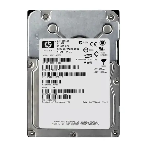 3R-A5099-AA HP 72.8GB Ultra-320 SCSI 15000 3.5-inch Hard Drive
