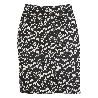 MINT VELVET Womens Pencil Skirt Black Midi Linen Spotted UK 14