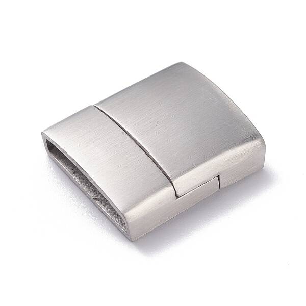 Tarnish Resistant Matte 304 Stainless Steel Rectangle Magnetic Clasps with Glue-in Ends