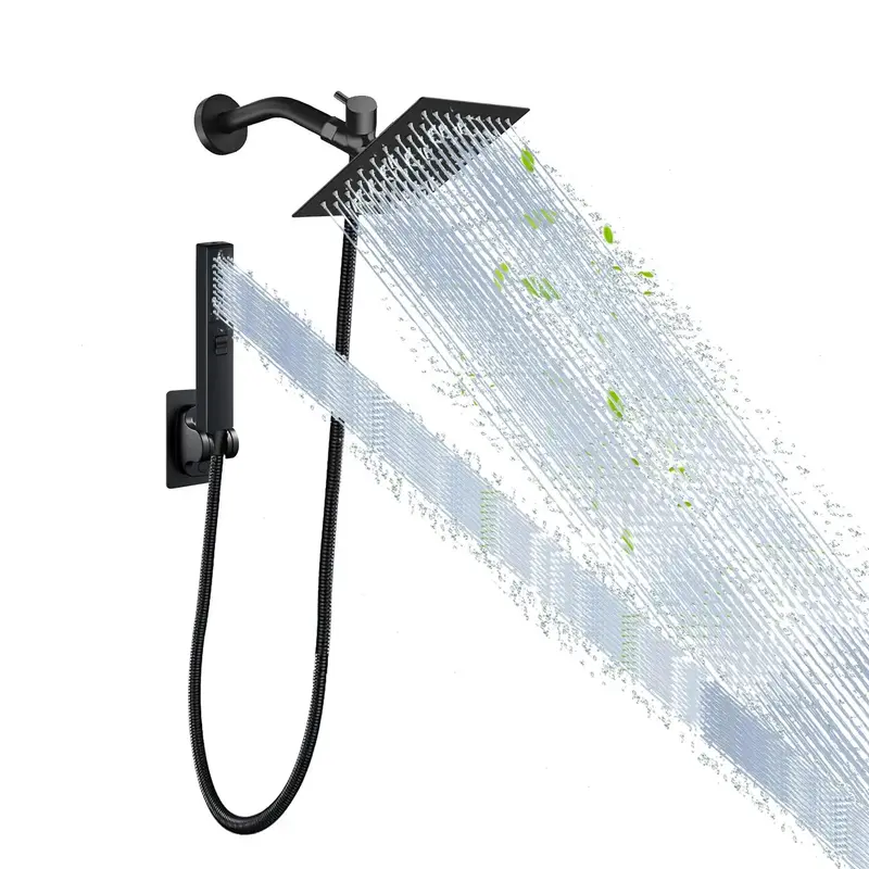 Shower Head with Hose, 1 Set 6/8 Inch Rainfall Shower Heads with Handheld Spray Combo, Dual Shower Head with Extra Long Hose ...