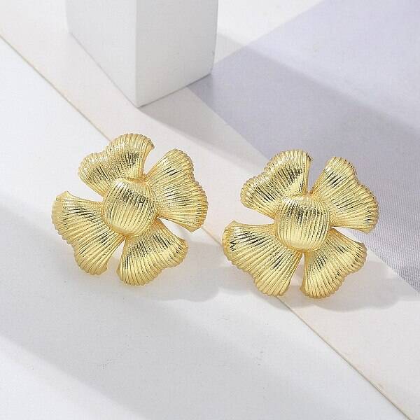 Brass Flower Stud Earrings