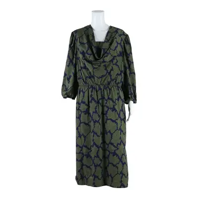 Womens Day Dress Green Spotted Short Sleeve Midi M
