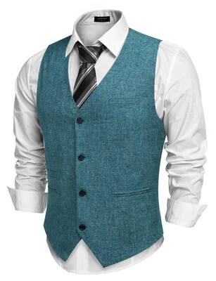 Waistcoat Business Vests (US Only), Peacock Blue / L