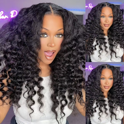 9x6 Wand Curls Kinky Straight Wig Pre-Bleached 250% M-cap Wear Go Wig