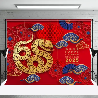 Aperturee Festive Cloud Pattern Red Chinese New Year Backdrop