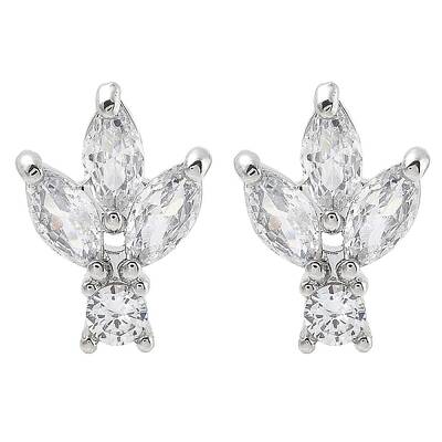 Brass Clear Cubic Zirconia Stud Earring Findings