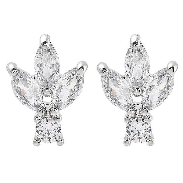 Brass Clear Cubic Zirconia Stud Earring Findings
