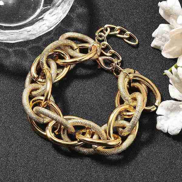 Punk & Hiphop Style Alloy Rolo Chains Link Bracelets for Women Men