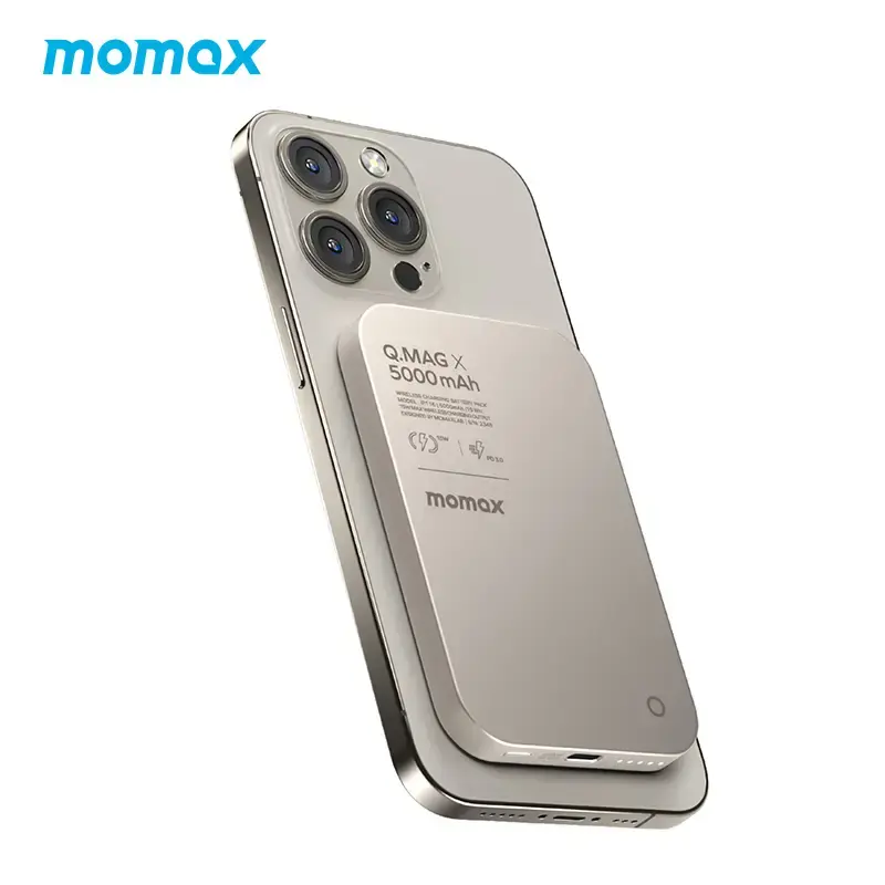 MOMAX IP116 Magnetic Power Bank 5000mAh, Wireless Portable C0harger, Wired 20W Fast Charging Battery Pack, Compatible with Ma...