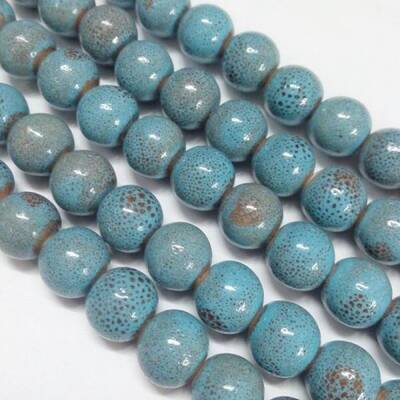 Handmade Fancy Antique Glazed Porcelain Ceramic Round Beads Strands