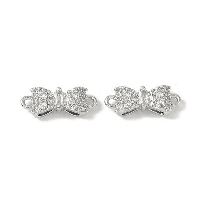 Brass Micro Pave Clear Cubic Zirconia Connector Charms