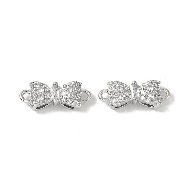 Brass Micro Pave Clear Cubic Zirconia Connector Charms