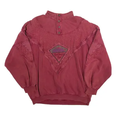 CHEWAN Mens Sweatshirt Maroon Button Neck ONE SIZE