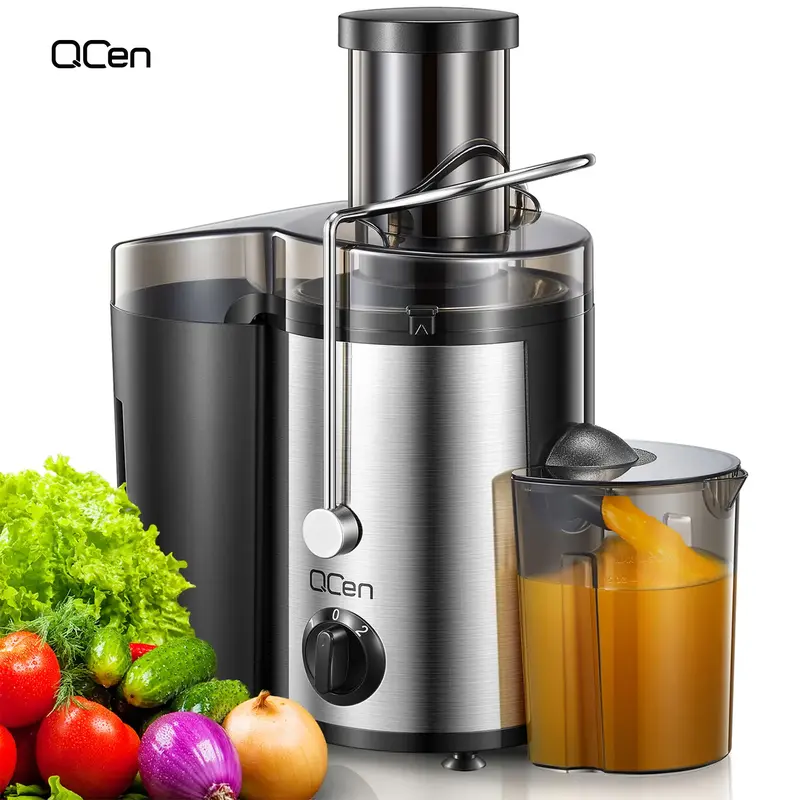 Qcen Juicer Machine, 500W Centrifugal Juicer Extractor with Wide Mouth 3” Feed Chute for Fruit Vegetable, Easy to Clean, St...