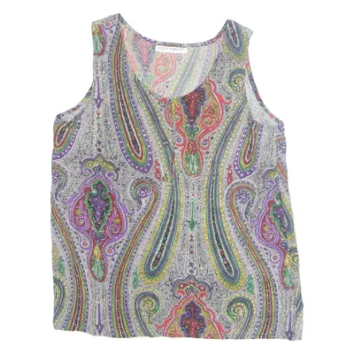 LOUIS LONDON Womens Printed Top Grey Sleeveless Silk Paisley M