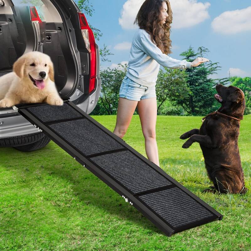 Garvee Portable Dog Car Ramp, 63×17 Wide Folding Pet Ramp for Large Dogs with Non-Slip Surface Portable Dog Car Ramp for S...