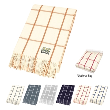 25 Promotional Charleston Fringed Throw Blanket - 100% Acrylic