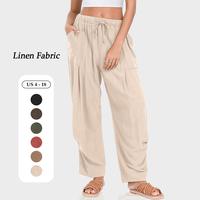 TARSE Women Linen Baggy Harem Pants Summer Drawstring Casual Lounge Pant 2024 Beach Travel Vacation Clothes with Pockets