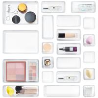 Lifewit Clear Plastic Vanity Drawer Organizer for Makeup, Jewelries and Gadgets, Bedroom, Bathroom, Clear Boxes
