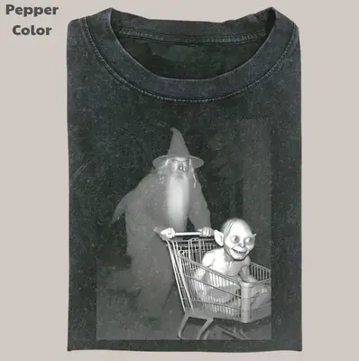 Lord of the Rings Vintage Tee, Galdalf Gollum Shopping T-Shirt, Meme Cringe Funny Dumb Shirts, Unisex Movie Shirt Menswear Wo...