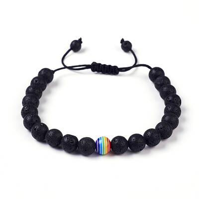 Natural Lava Rock Braided Bead Bracelets
