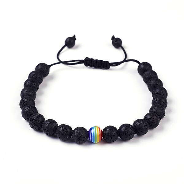 Natural Lava Rock Braided Bead Bracelets