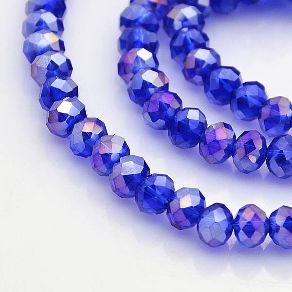 AB Color Plated Faceted Rondelle Electroplate Glass Beads Strands