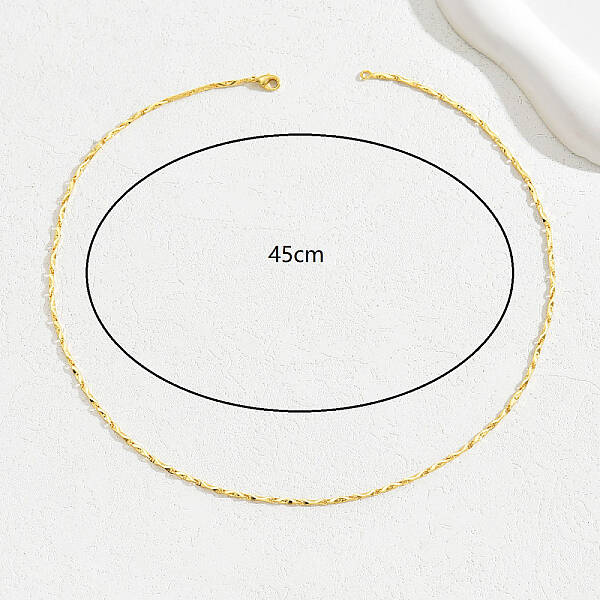 Elegant Brass Textured Twisted Link Chain Necklaces for Women's Daily Wear