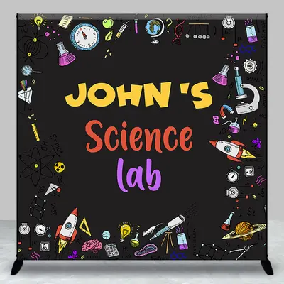 Custom Name Science Theme Birthday Backdrop for Boy - Aperturee