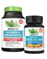 Zenwise Womens Probiotics + Chewable Papaya Enzymes Bundle - Digestive Enzymes with Prebiotics and Probiotics to Boost Gut He...
