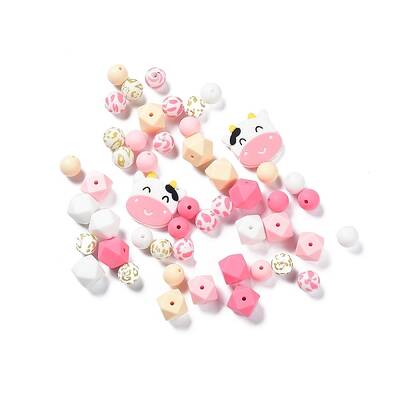 Round/Polygon/Cow Head Food Grade Eco-Friendly Silicone Focal Beads