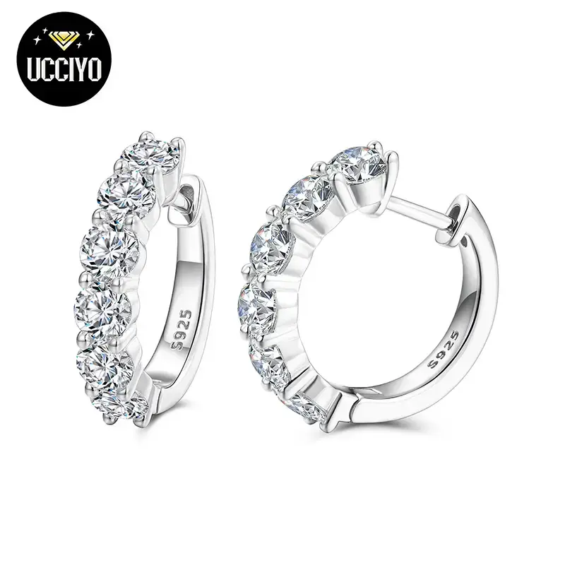 【#E99】D Color Synthetic Moissanite Stud Earrings For Women Girl Sparkling Jewelry 925 Sterling Silver Synthetic Moissanit...