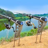 1pc Auto-Deploy Fishing Rod Holder - High Sensitivity, Dual Spring Activation - Ideal for Hands-Free Ground Fishing, Stainles...