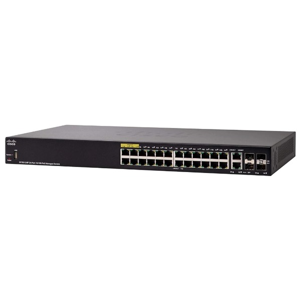 Cisco SF350-24P | Small Business SF350-24P POE+ 24 x Ports 10/100Base-T + 2 x SFP Ports Layer 3 Fast Ethernet Switch