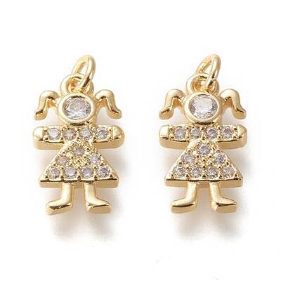 Brass Micro Pave Cubic Zirconia Charms