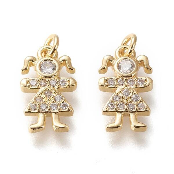 Brass Micro Pave Cubic Zirconia Charms