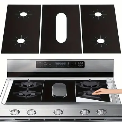 Gas Stove Top Cover, 3 Counts/set Reusable Non Stick & Washable Gas Stove Top Mat, Heat Resistant Cookware Accessories for Ho...