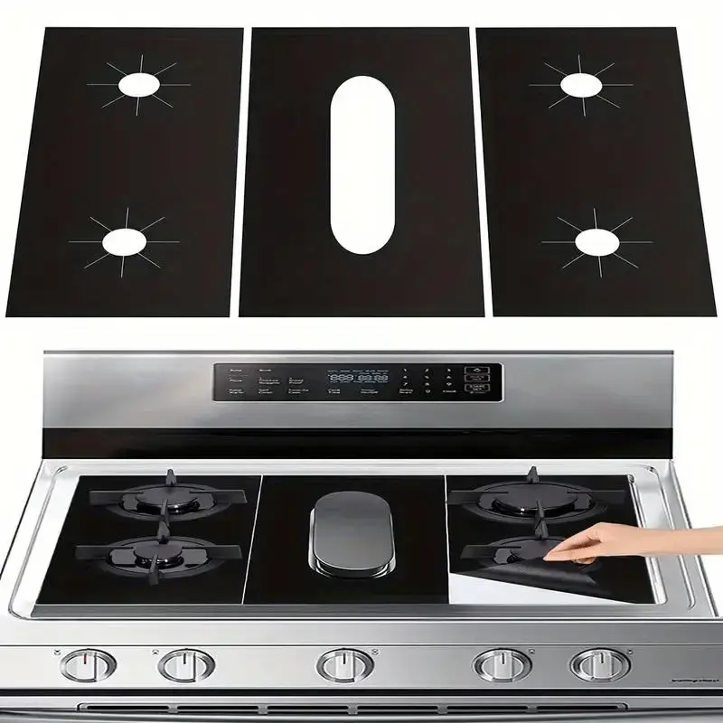 Gas Stove Top Cover, 3 Counts/set Reusable Non Stick & Washable Gas Stove Top Mat, Heat Resistant Cookware Accessories for Ho...