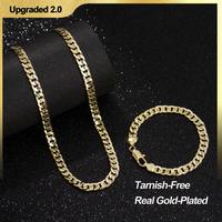 Holylegend 14K Real Gold-Plated Cuban, Figaro, Rope Chain Set– Upgraded Craft, Faceted Cut,Tarnish-Free with Nanotechnology...