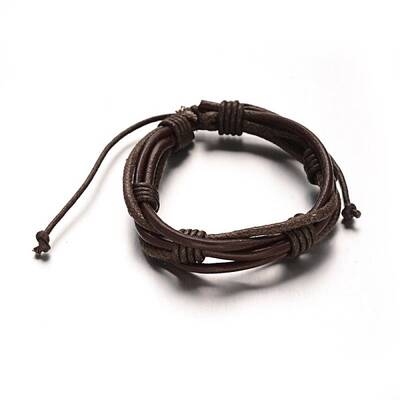Adjustable Leather Cord Braided Multi-Strand Bracelets