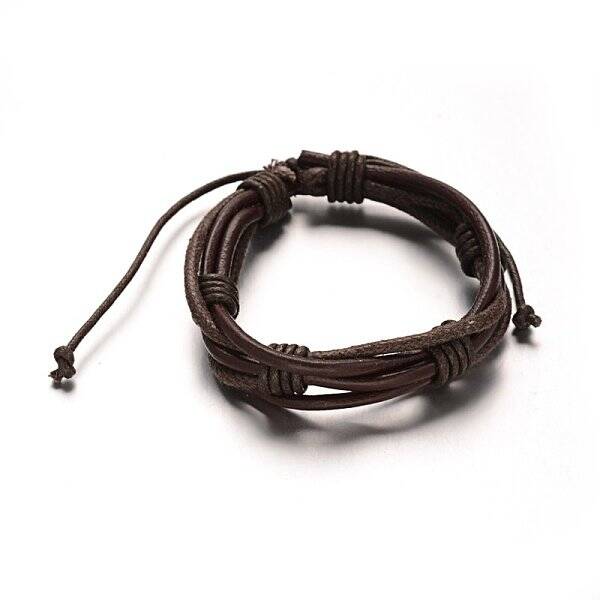 Adjustable Leather Cord Braided Multi-Strand Bracelets