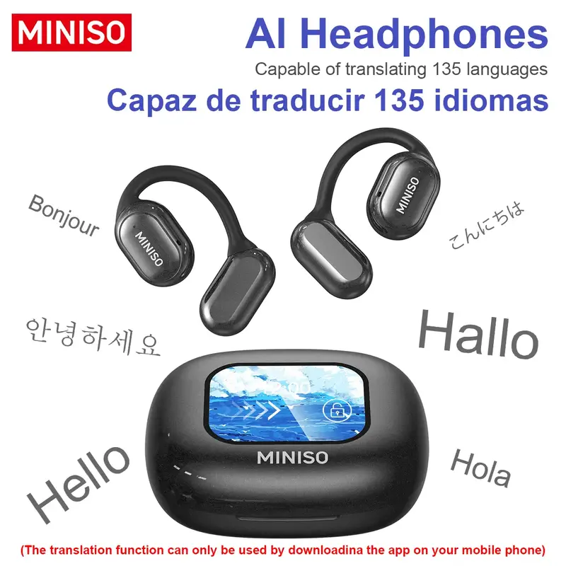 MINISO X30 OWS Translation Wireless Bluetooth Earphones Support 135 Languages Real Time Bluetooth Translation,35Hours Play ti...