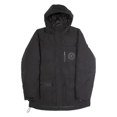 CHAMPION Mens Puffer Coat Black Hooded XL