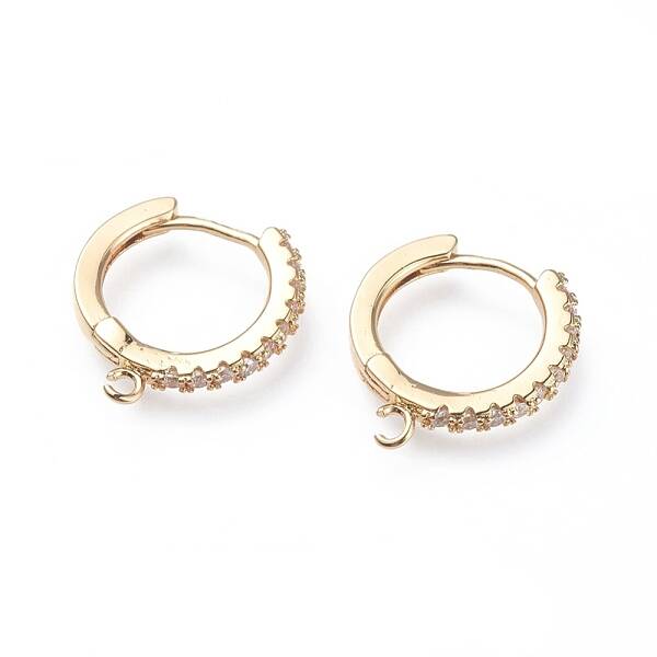 Brass Micro Pave Cubic Zirconia Huggie Hoop Earring Findings