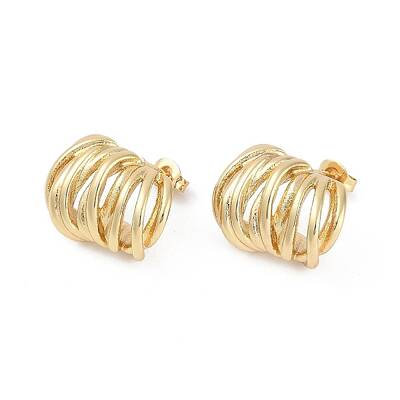 Ion Plating(IP) 304 Stainless Steel Multi-Layer Wire Wrapped Stud Earrings
