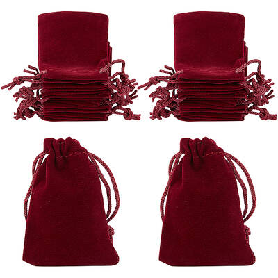 25Pcs Rectangle Velvet Drawstring Pouches